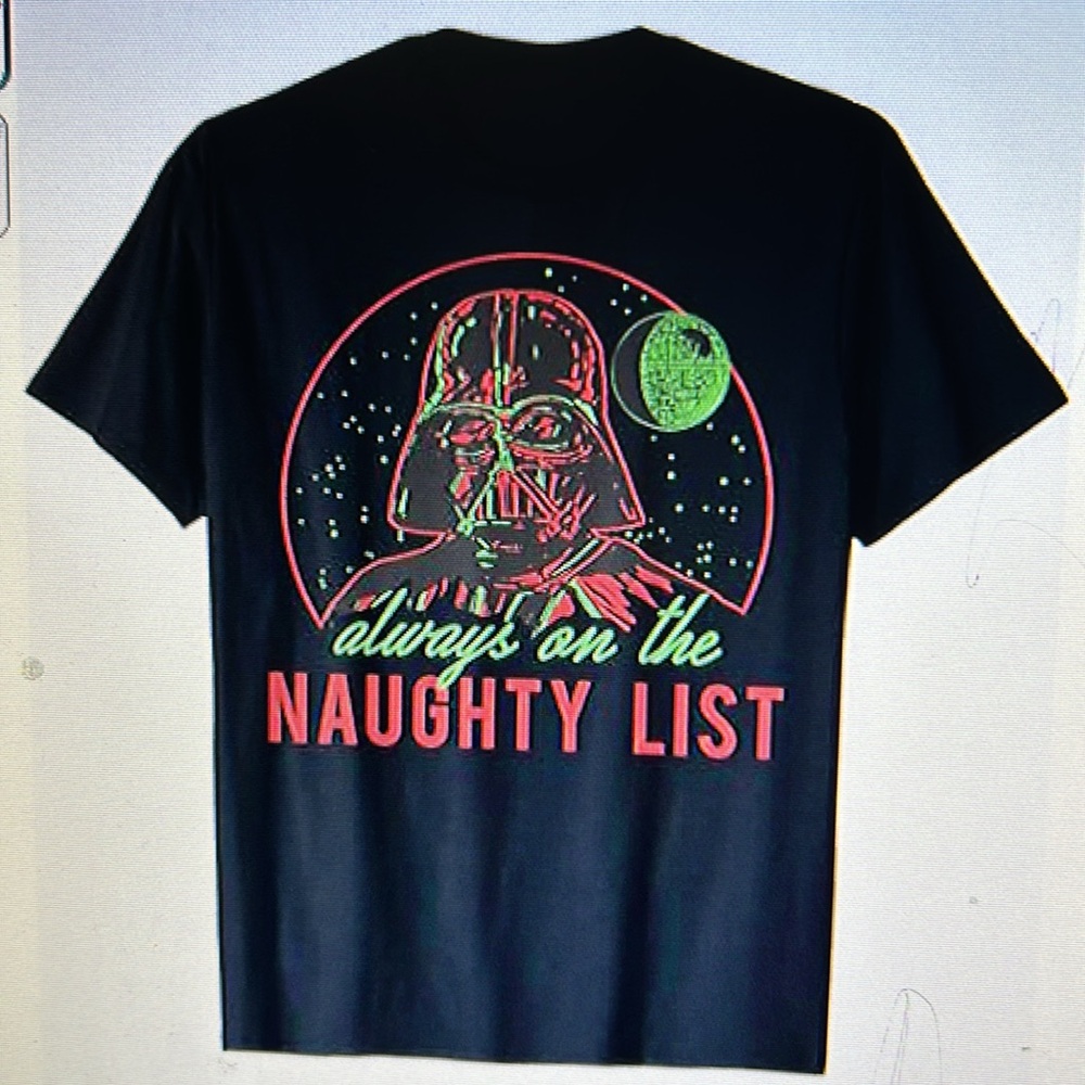 Star wars Xmas Nau  List  men T shirt size medium NWOT